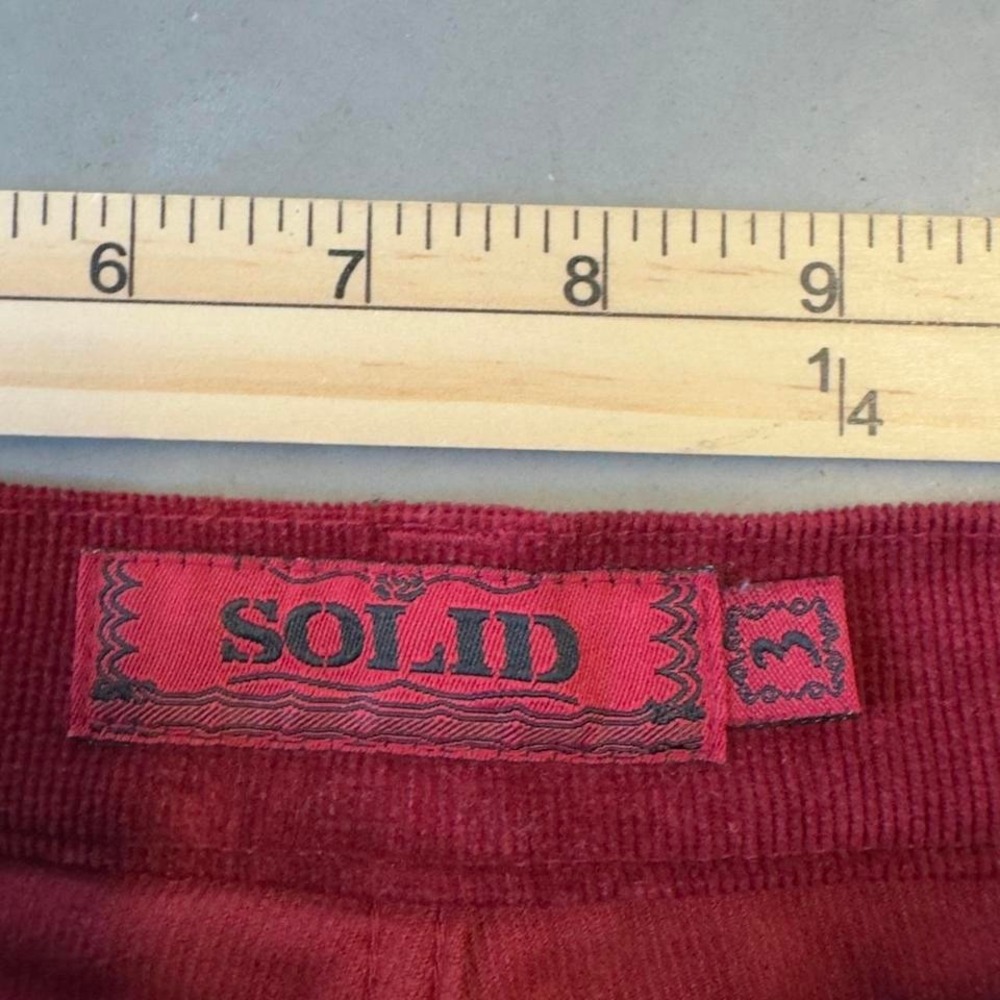 Vintage women's red velvet corduroy low rise flare pants - Picture 3 of 6